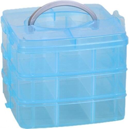 Hot Sales!! Craft Organizer Box Stackable 3 Layer Plastic Portable Arts Container for Home