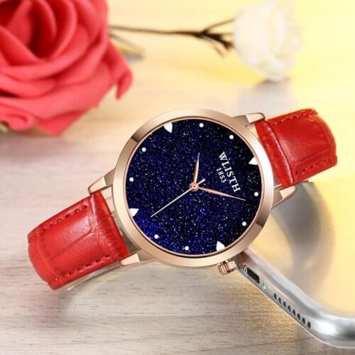 Fashion simple Watch Womens Quartz Diamond Wristwatch Stars Little Point Frosted Belt Watch Men and Women Casual Watch