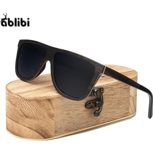 2019 New Arrival Vintage Ebony Wood Polarized Sunglasses,Rectangle UV400 Black Mens Sun Glasses gafas de sol mujer