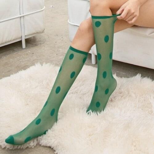 Neon Color Women Socks Harajuku Streetwear Lolita Sock Korean Fashion Kawaii Polka Dot Socks Women Calcetines De La Mujer