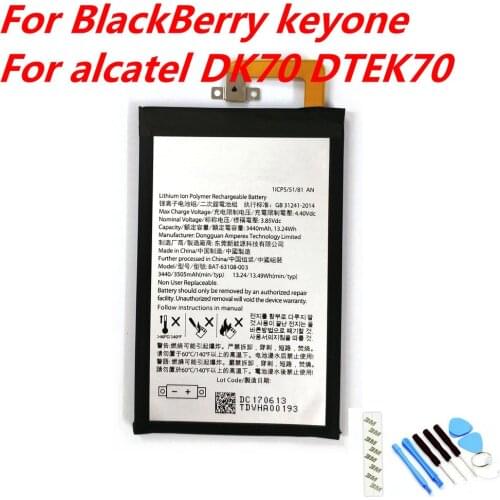 NEW Original 3440mAh BAT-63108-003 battery ForBlackBerry keyone TLP034E1 For alcatel DK70 DTEK70 Mobile phone