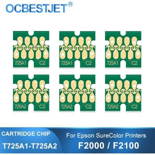 New Upgrade T725A White Ink Cartridge Chip For Epson SureColor F2000 F2100 SC-F2000 SC-F2100 Printer T725A00 White Chips