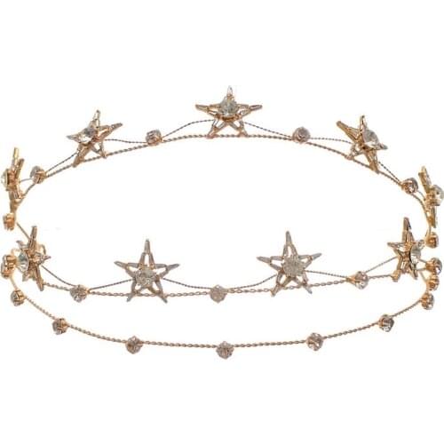 New Korean Style Star Shape Crystal Rhinestone Hairbands Crowns For Women Beautiful Bridal Wedding Hair Accessories