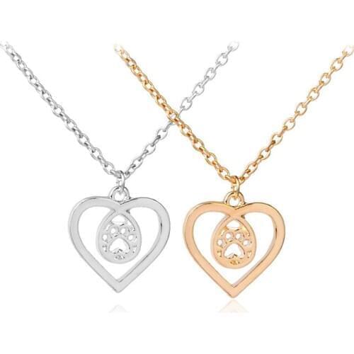 Wholesale 12pcs/lot Hollow Out Loving Heart Pet Claw Pendant Necklace Fashion Simple Jewelry