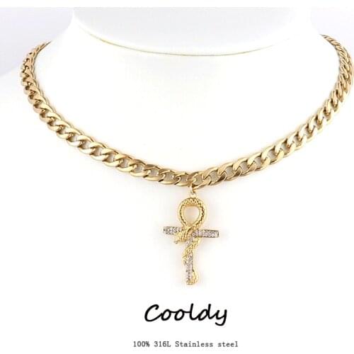 Punk Women Stainless Steel Necklace Long Pendant Necklace For Women Snake Necklace Gift Double Layer Necklace Women Jewelry