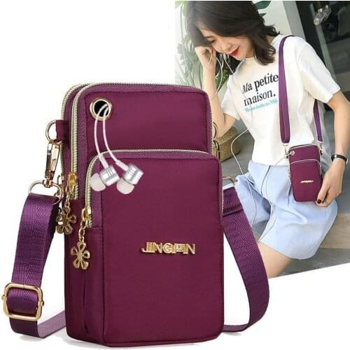 Hot Mobile Phone Single Shoulder Bag Fashion Korean Sports Arm Bag Leisure Single Slant Cross Bag Pocket Womens Canvas Bag