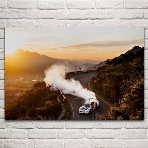Rally race drifting car living room decoration home art decor wood frame fabric poster KG273