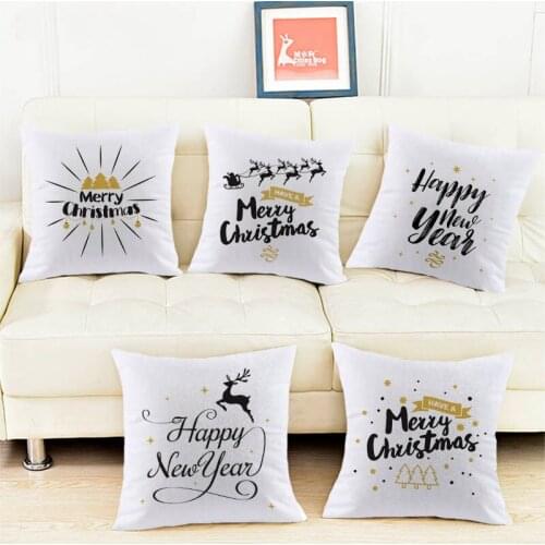 Christmas greetings letters white Velvet Fabric Pillow cushion cover Pillowcase Home sofa Decoration cushions Pillows covers