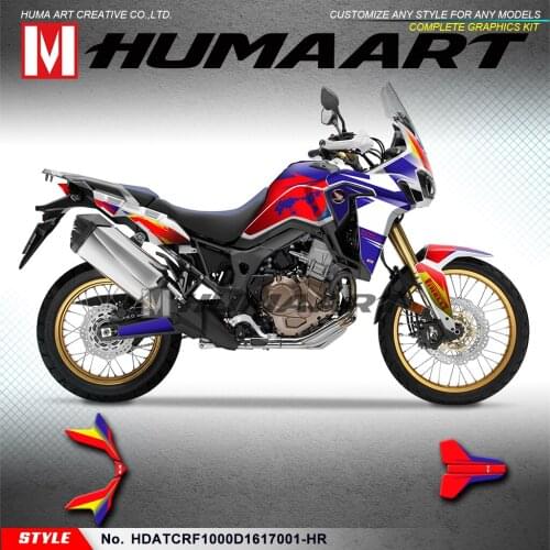 HUMAART Custom Self Adhesives Waterproof Stickers Graphics Kit for Africa Twin CRF1000D CRF1000L 2016 2017, Blue Red