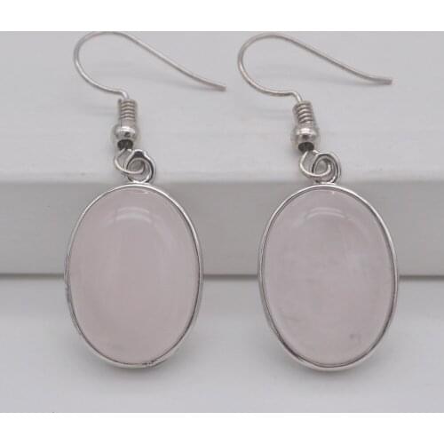 Rose Crystal Stone Oval Beads GEM Earrings Jewelry T250