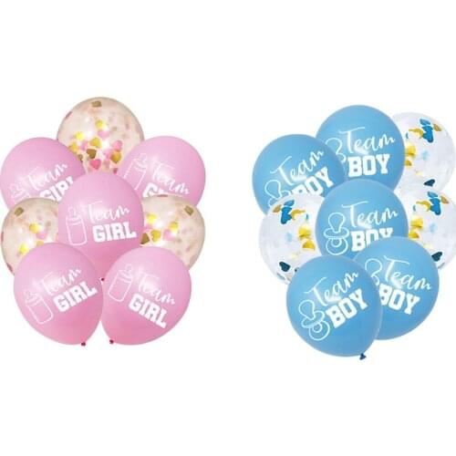 12 Inch Team boy Team Girl Pink Blue Latex Balloons Heart Pink Blue Paper Confetti Ballons for Baby Shower Gender Reveal Party