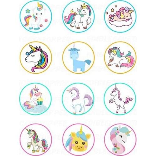 20pcs/lot Unicorn Cupcake Topper Edible Wafer Paper Baby Boy Birthday Love Gift Cake Decorating Tools Party Supply