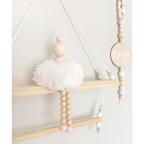 Nordic Style Girl Room Decoration Nursery Baby Tent Decoration Photography Props Ballet Dancer Pendant Wooden Beads