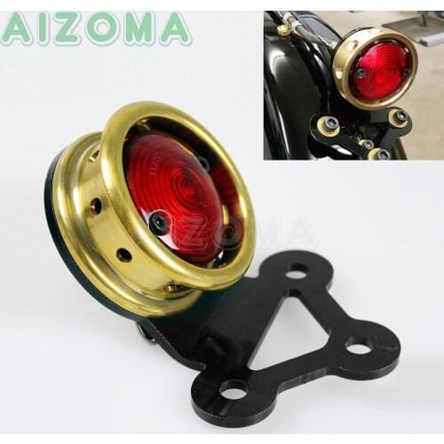 Universal Brass Rear Brake Running Lights 12v LED Racer Taillights Stop Tail Lamp for Cruisers Bobber Custom Retro Taillight
