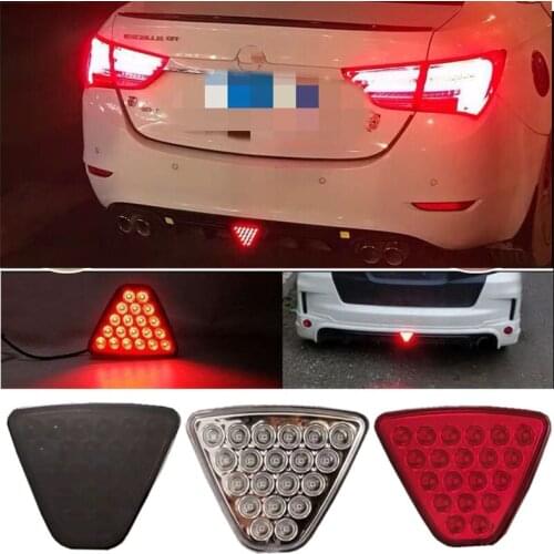 12V Universal Triangle Pilot Flashing Rear Fog Lights Central Position Brake Light Car LED Rear Bumper Reflector Brake Lights