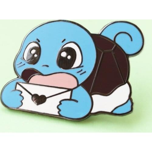 Cute Sea Turtle Read Love Letter Hard Enamel Pin Fashion Cartoon Pastel Animals Medal Brooch Video Game Fans Gift