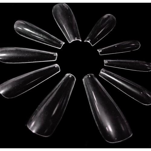 100pcs Long Ballerina Full Nail Tips Acrylic Press on Fake Nails Coffin Shape Professional False Nails DIY Salon Tools