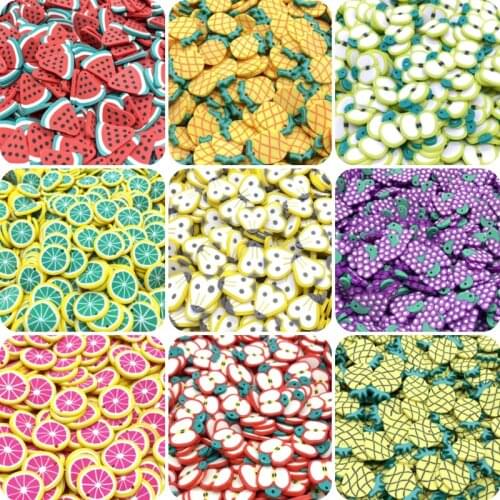 20Pcs/lot 20mm Fruit Beads Flakes Clay Beads Mixed Color Polymer Clay Spacer Beads For Jewelry Making DIY Bracelet Hairpin