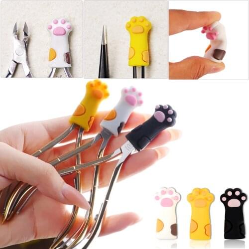 3PCS Cute Cat Paw Nipper Cover Nail Cuticle Scissors Protective Sleeve Manicure Pedicure Tools Cover Dead Skin Tweezers Cap