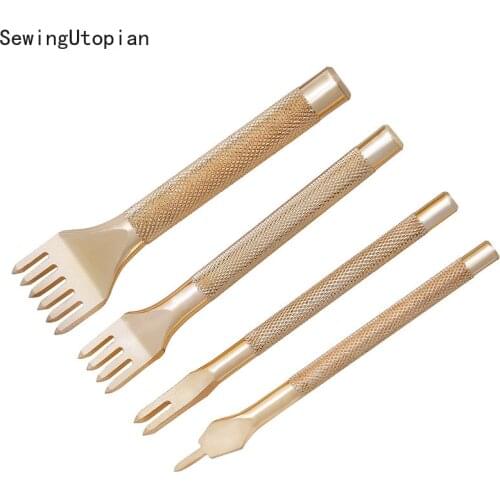 4MM 1/2/4/6 Prong Leather Craft Tools Hand-stitched High-grade White Steel Liner Hole Punches Lacing Stitching Tool Hole Punch