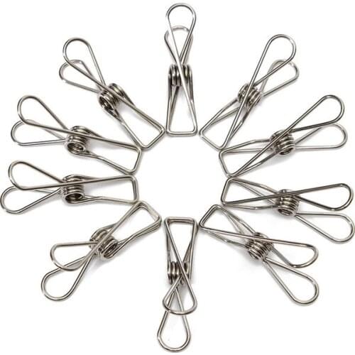 50Pcs/Lot Hot Sale Excellent Quality New Arrival Stainless Steel Spring Clothes Socks Hanging Pegs Clips Clamps Silver Laundry