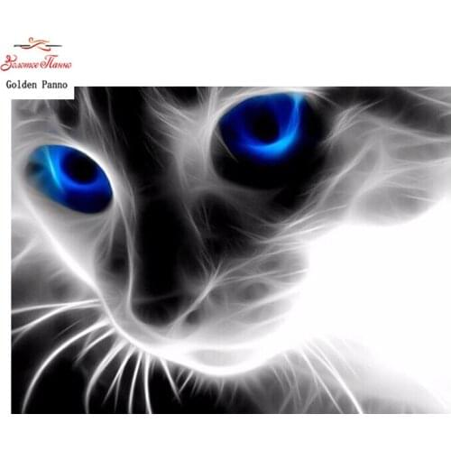 Art DIY 5D Diamond Mosaic Blue-eyed Cats Handmade Diamond Painting Cross Stitch Kits Diamond Embroidery Patterns Rhinestones
