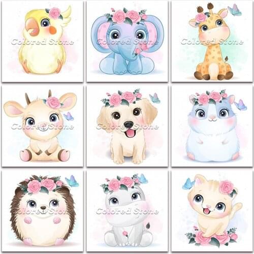New Diamond painting Cartoon Animal Bird elephant sheep dog 5D DIY Full Square Drill embroidery Cross stitch 3D Round mosaic 209