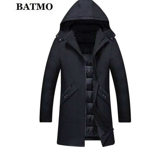 BATMO 2019 new arrival winter high quality hooded parkas men,mens winter hooded jackets HLF8801-1