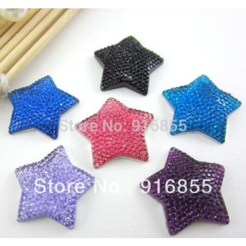 Free shipping 10pcs Big Size 25mm Multi Five-star Flatback Resin Rhinestone Resin stone Beads For DIY Wefdding decoration