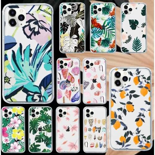 Flower Leaves Conch Fashion Colorful Phone Case Transparent soft For iphone 5 5s 5c se 6 6s 7 8 11 12 plus mini x xs xr pro max