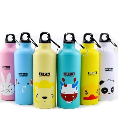 500ml Cartoon Animal Kids Water Bottle Aluminum Insulated Sport Gym Drinking Flask Outdoor Travel Portable Leakproof Drinkware