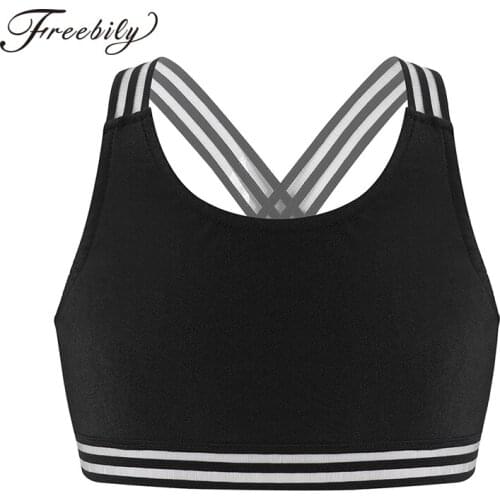 Children Kid Girls Sleeveless Tops Crop Top for Ballet Dance Stage Performance Workout Gymnastics Dance Running Workout Crop Top