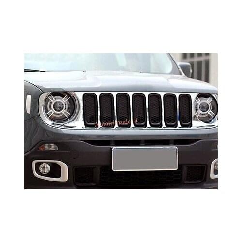 Chrome Front Grille Centre Grill Assembly WI frames for Jeep Renegade 2015 2016