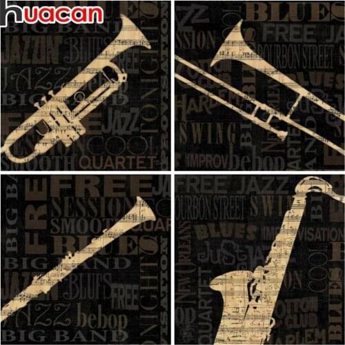 HUACAN 5D DIY Full Square Diamond Painting Music instrument Diamond Embroidery Cross Stitch Rhinestone Mosaic Home Decoration