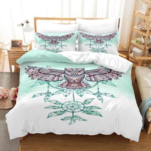 3D Printed Bedding Set Owl Bedclothes Colorful Bed Set Customized Bedding Set Comfort Bedding Sets King Four Seasons Bedding