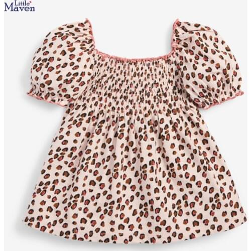 Little maven children 2020 summer new baby girls clothes leopard print brand cotton short sleeve t shirt girl tee tops 51724