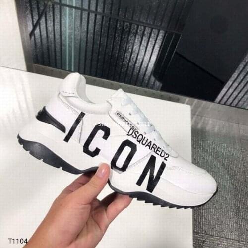 Genuine Leather Dsquared2 Top Fashion Designer Brand ICON Mens Casual Shoes Leather Sneakers Luxury Sports Mens Sports DSQ Shoes