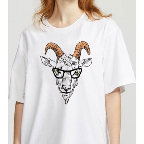 Fashion New Summer T shirt Cow Sheep Avatar printed T Shirt Leisure Simple White Round Neck Short Sleeve tee shirt femme mujer