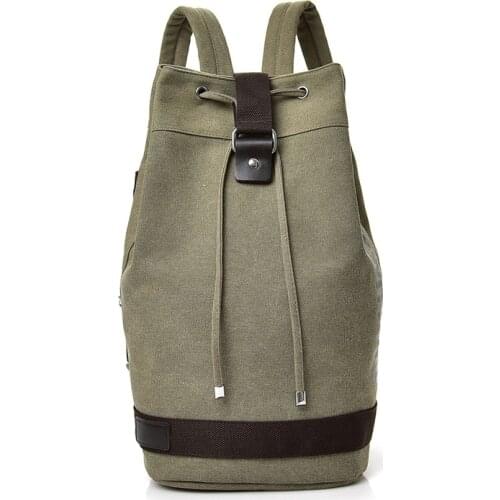 2021 Male Canvas Backpacks Large Travel Green Backpack Mountaineering Backpack Men Canvas Bucket Shoulder Bags