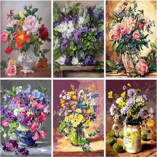 RUOPOTY DIY Oil paint by numbers for adults Flowers Drawing On Canvas HandPainted Coloring by numbers Kits Art Gift Home Decor