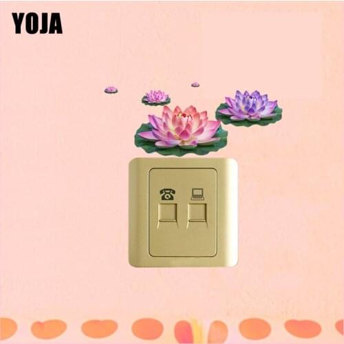 YOJA Lovely Cute Lotus Flower Design Switch Sticker PVC Cartoon Room Decor Wall Decal 15SS0267