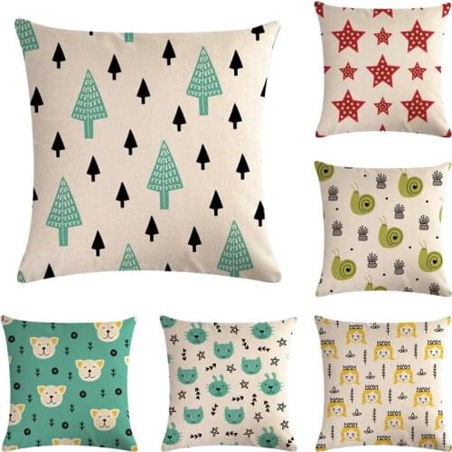 Cartoon Animal Cotton Linen Throw Pillow Case Cushion Cover Home Decor Decorative Pillows For Sofa Seat Cushion 45cm*45cm