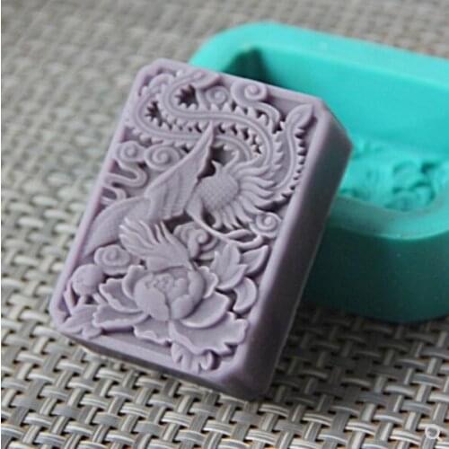 New DIY handmade soap soap oil soap silicone mold rectangular Fengming spring phoenix decorative mold free shipping