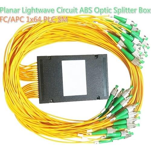 Single Mode FC/APC 1x64 PLC Fiber optical splitter FTTH 1*64 Planar Lightwave Circuit ABS Optic Splitter Box