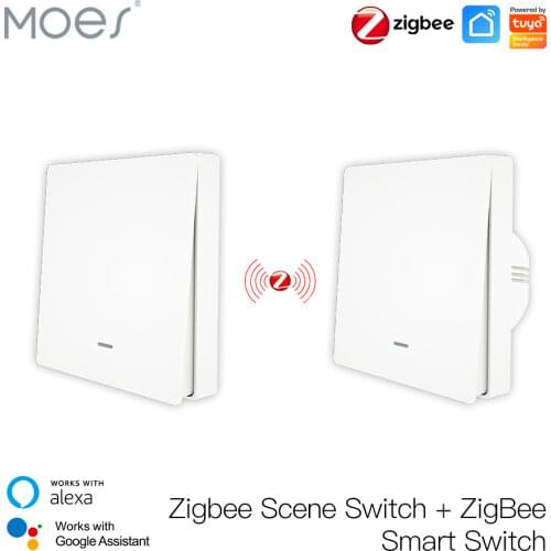 Moes Tuya ZigBee Light Switch with Transmitter Kit No Neutral Wire No Capacitor Required works with Alexa Google Home Smart Life