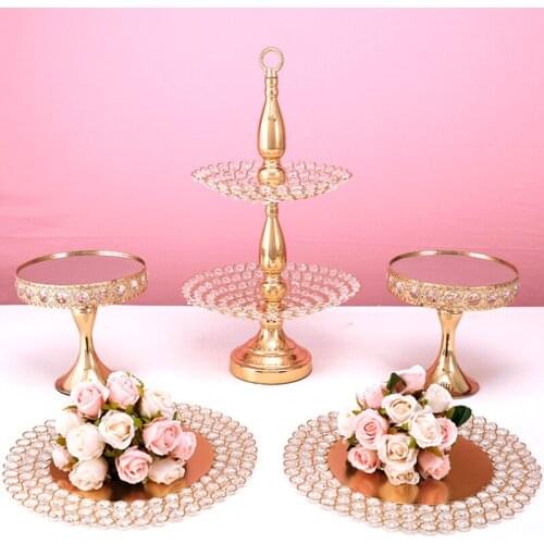 2tier gold plating Cake Stand Set of 3pcs-7pcs, Round Mirror Top Dessert Cupcake stand