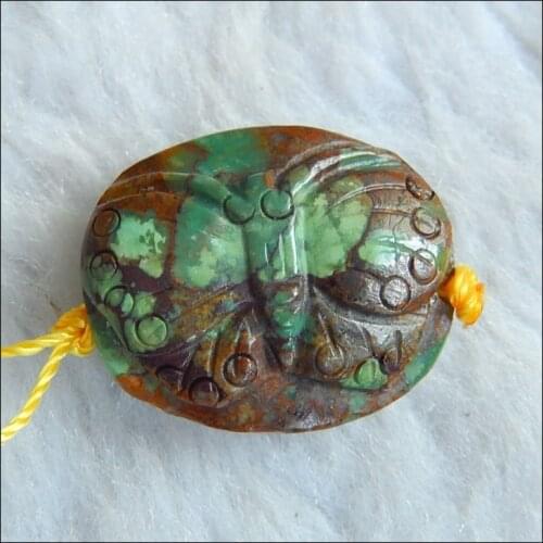 SALE Natural Stone Carved Animal butterfly Turquoise pendant 19x16x8mm 3.4g Semiprecious turquoise necklace animal carving