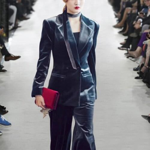 Seiwnibu Women's Velvet Trouser Suits