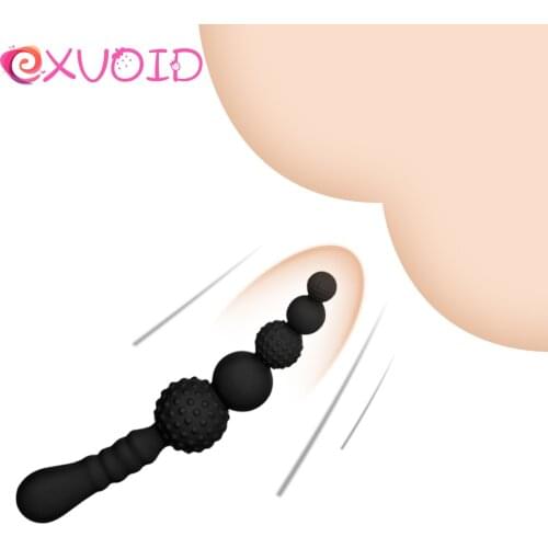 EXVOID Anus Dilator Anal Sex Toys for Women Men Gay Butt Plugs Long Aanl Beads Sex Shop Silicone Anal Plug Double Heads Black