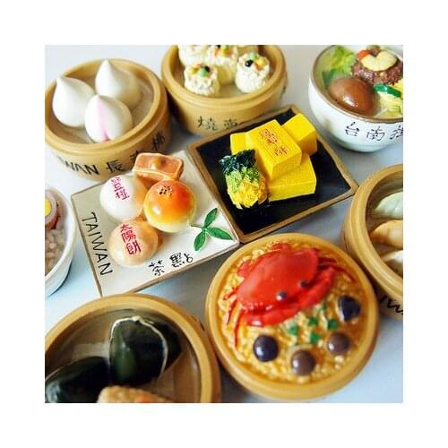 Stereo dish chinese food simulation fridge magnet creative sticker paste Taiwan snacks souvenir kitchen decoration delicate